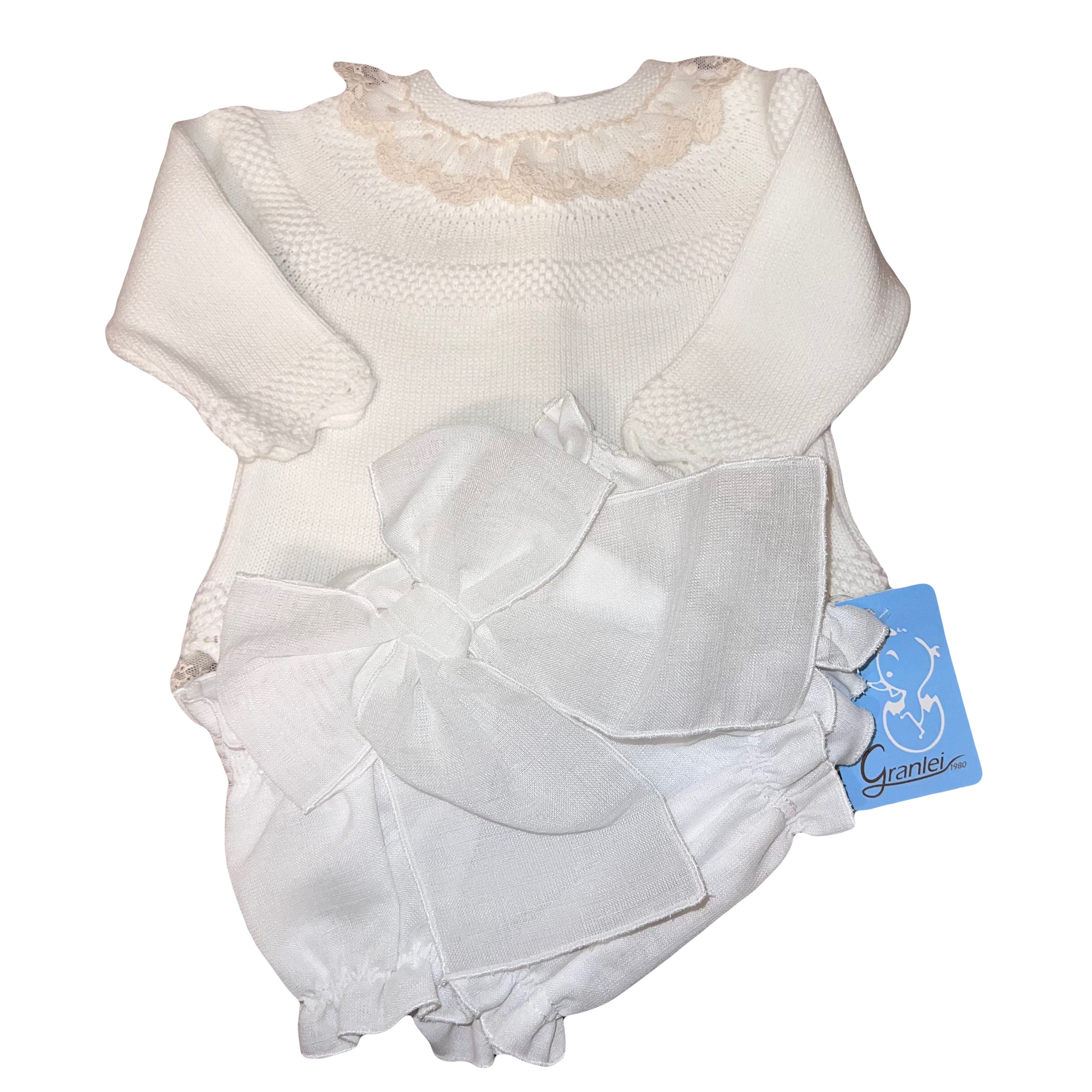 Artesania Granlei Two Piece Set Artesania Granlei Cream Jumper & Bloomers Set