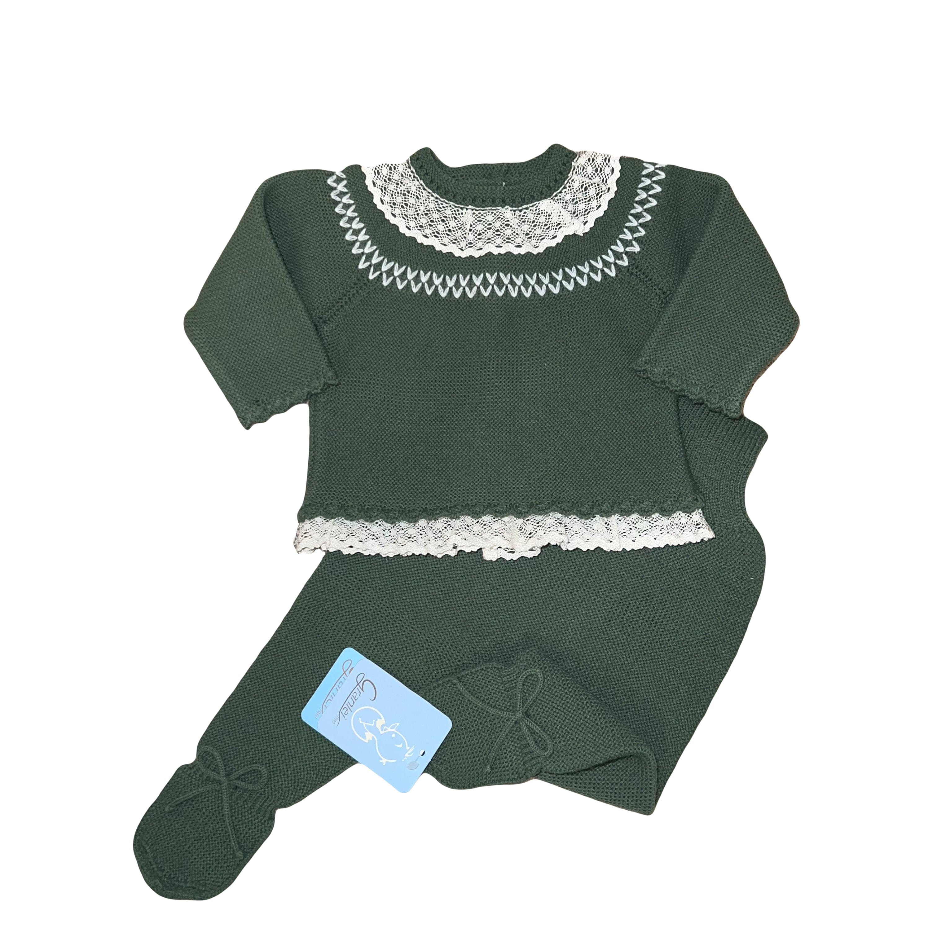 Artesania Granlei Two piece set Artesania Granlei Girls Forest Green Knitted Two Piece Set