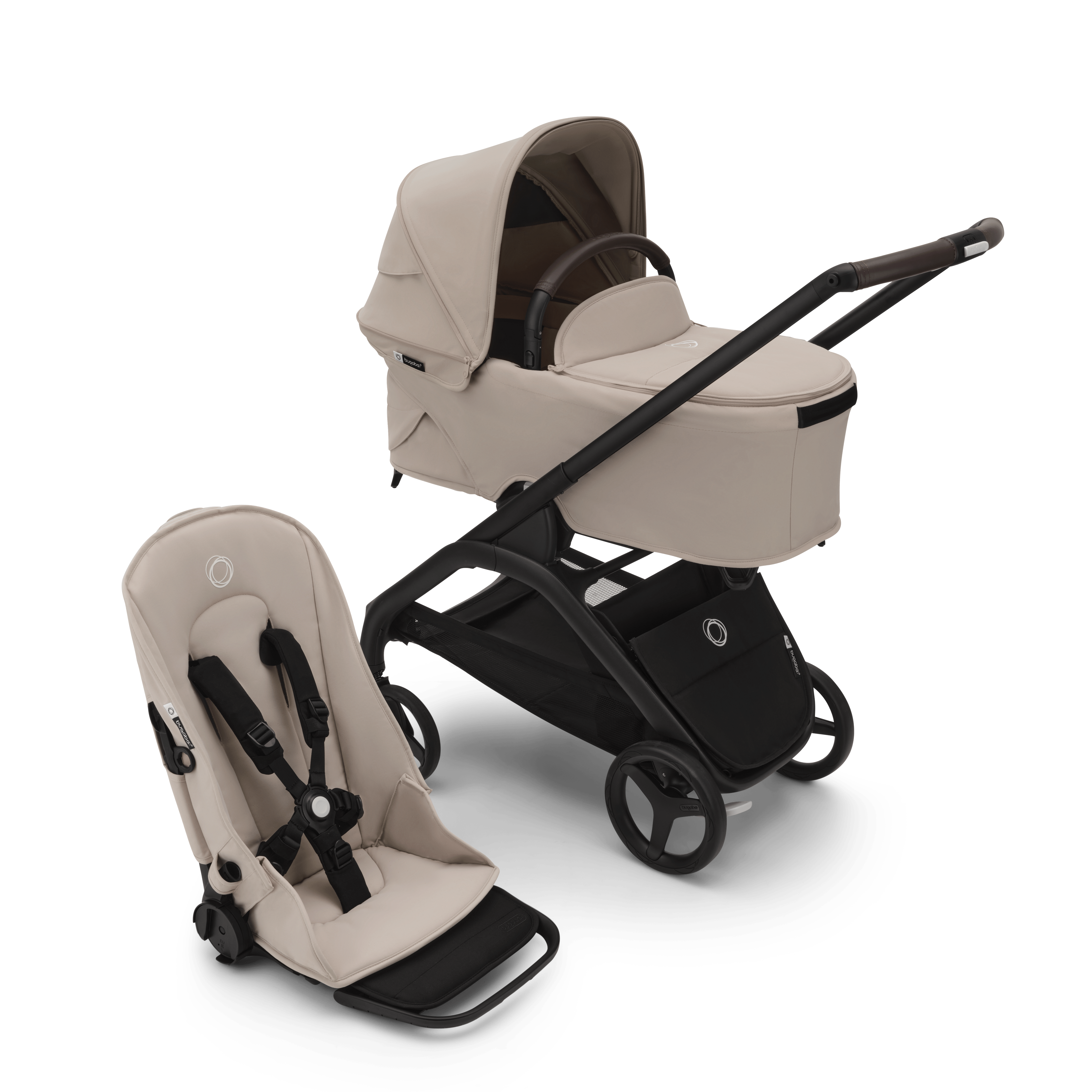 Bababoom Boutique Desert Taupe (Black Chassis) / With Carrycot Bugaboo Dragonfly