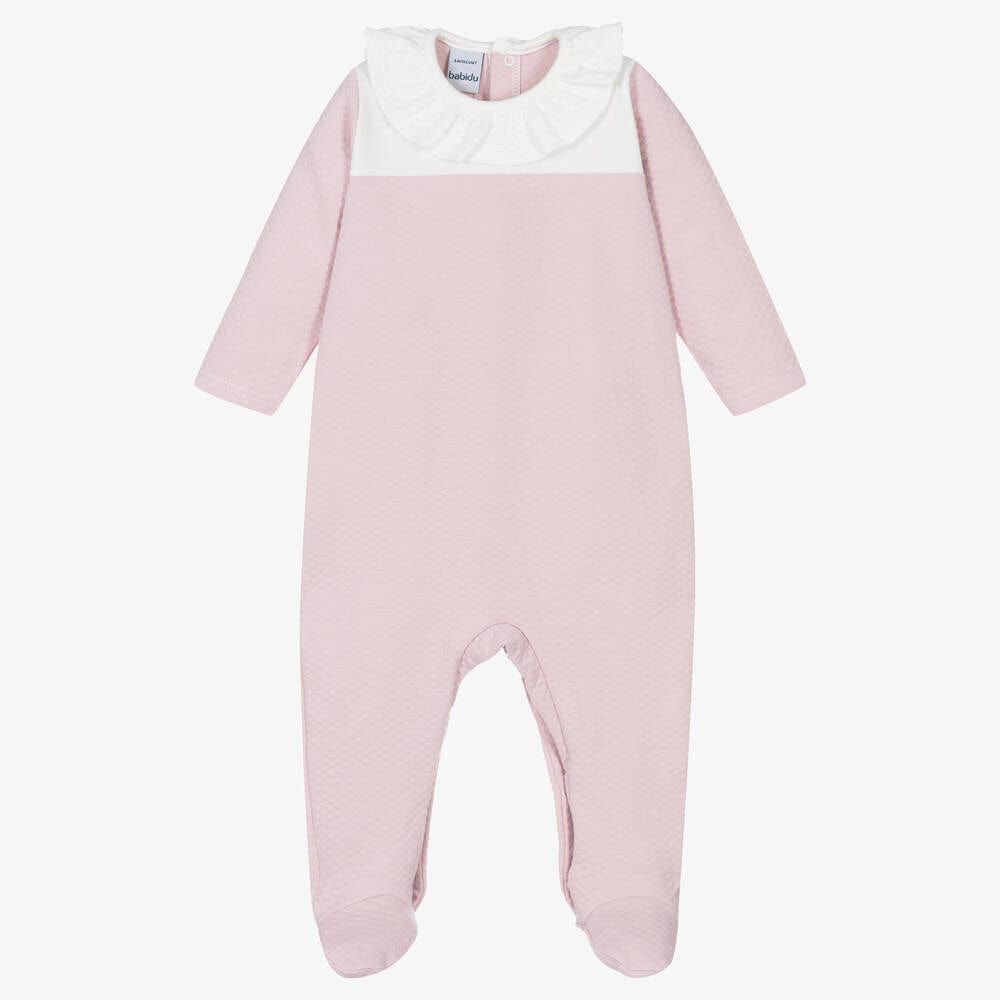 Babidu Babygrow Babidu Girls Dusty Pink & Cream Babygrow