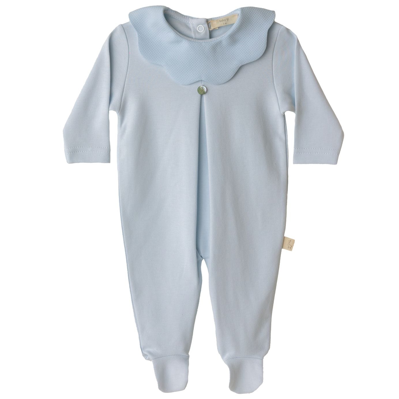 Baby Gi Babygrow Baby Gi Blue Boys Scalloped Collar Babygrow