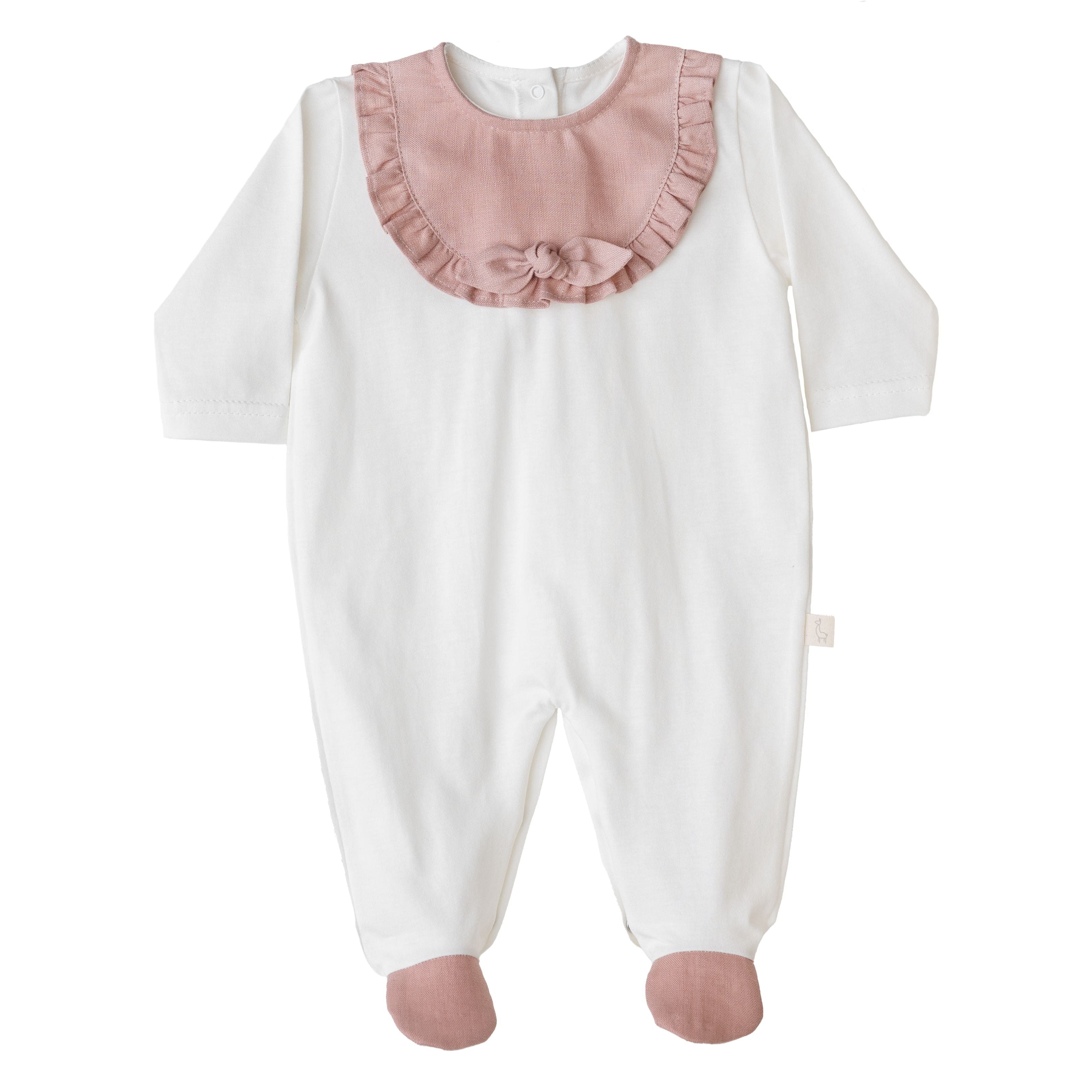 Baby Gi Babygrow Baby Gi Girls Ivory & Pink Frill Babygrow