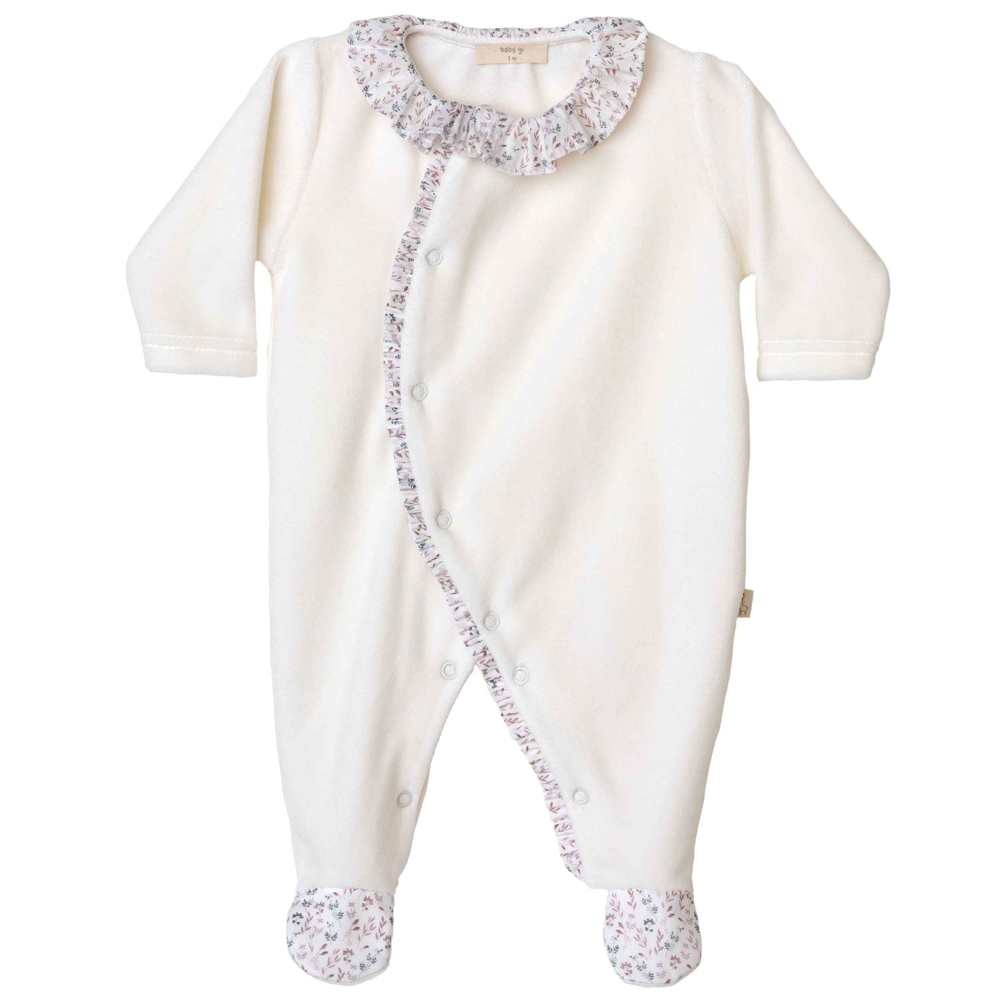 Baby Gi Babygrow Baby Gi Pink Cream Velour Liberty Babygrow