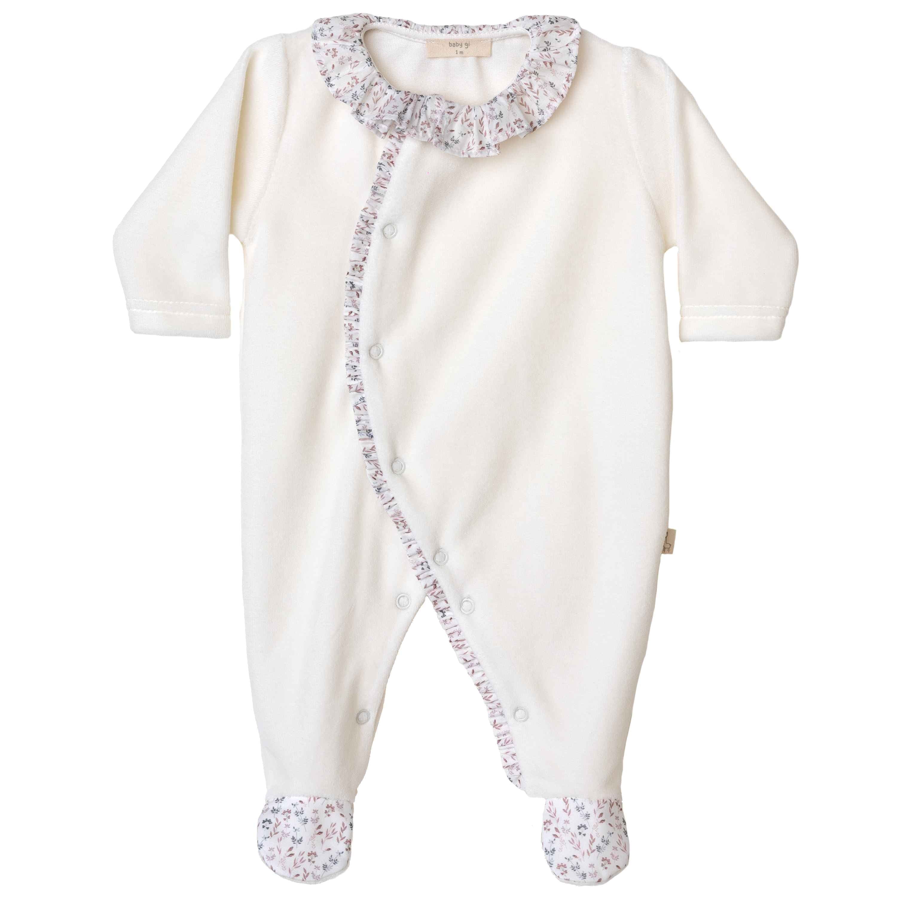 Baby Gi Babygrow Baby Gi Pink Cream Velour Liberty Babygrow