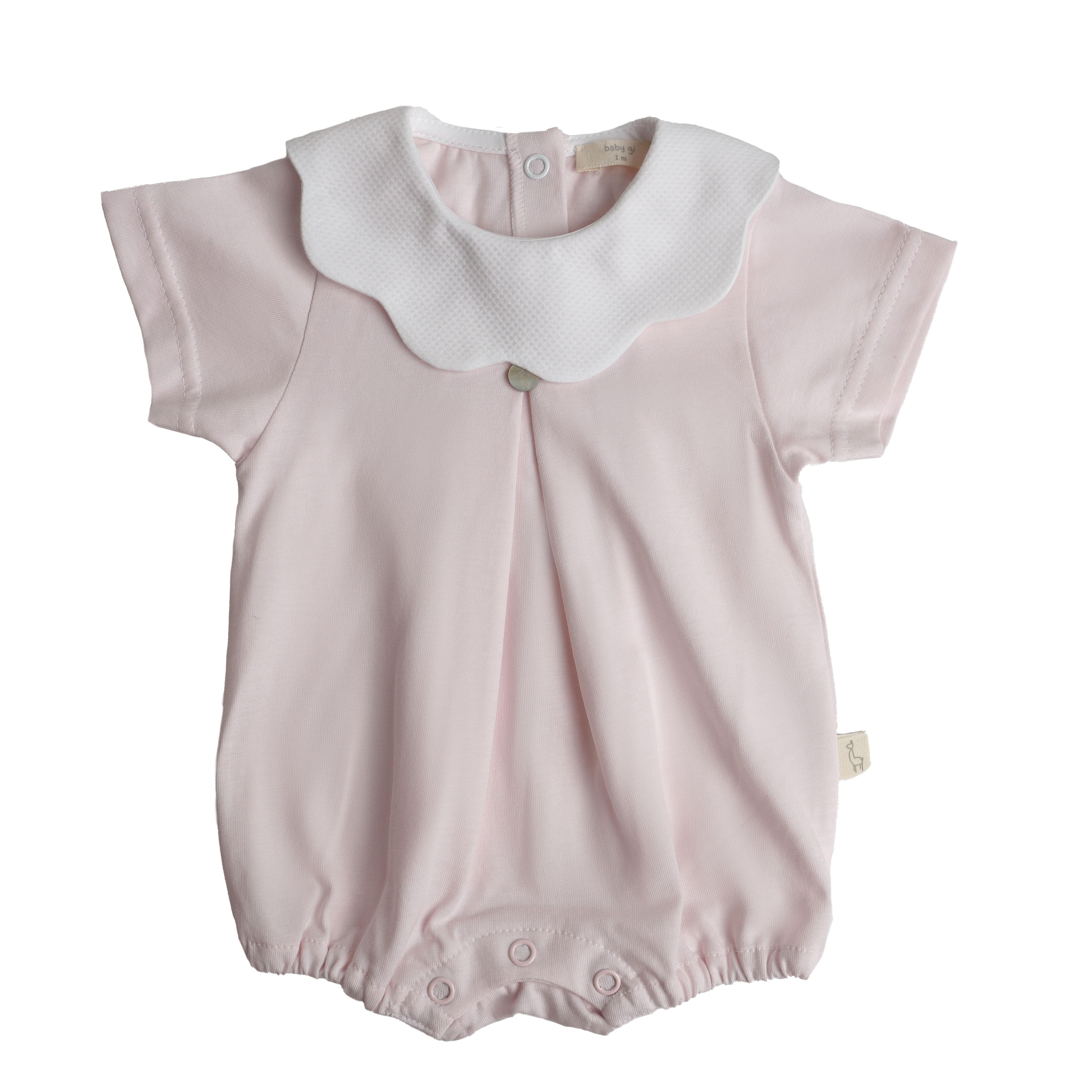 Baby Gi Romper Baby Gi Girls Pink & White Romper