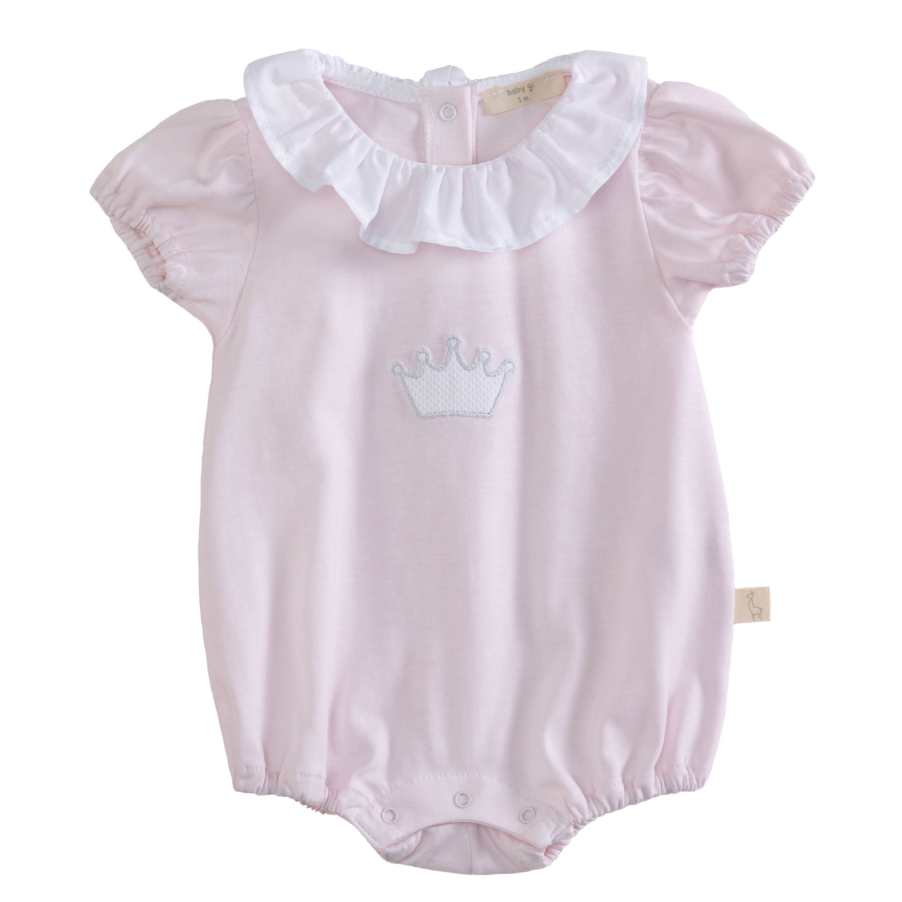 Baby Gi Romper Baby Gi Girls Pink & White Royal  Romper