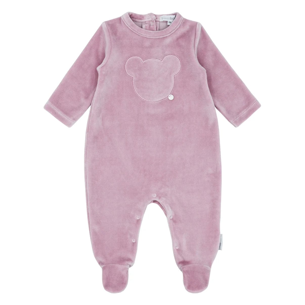 Blues Baby Babygrow Blues Baby Pink Velour Babygrow with Bear