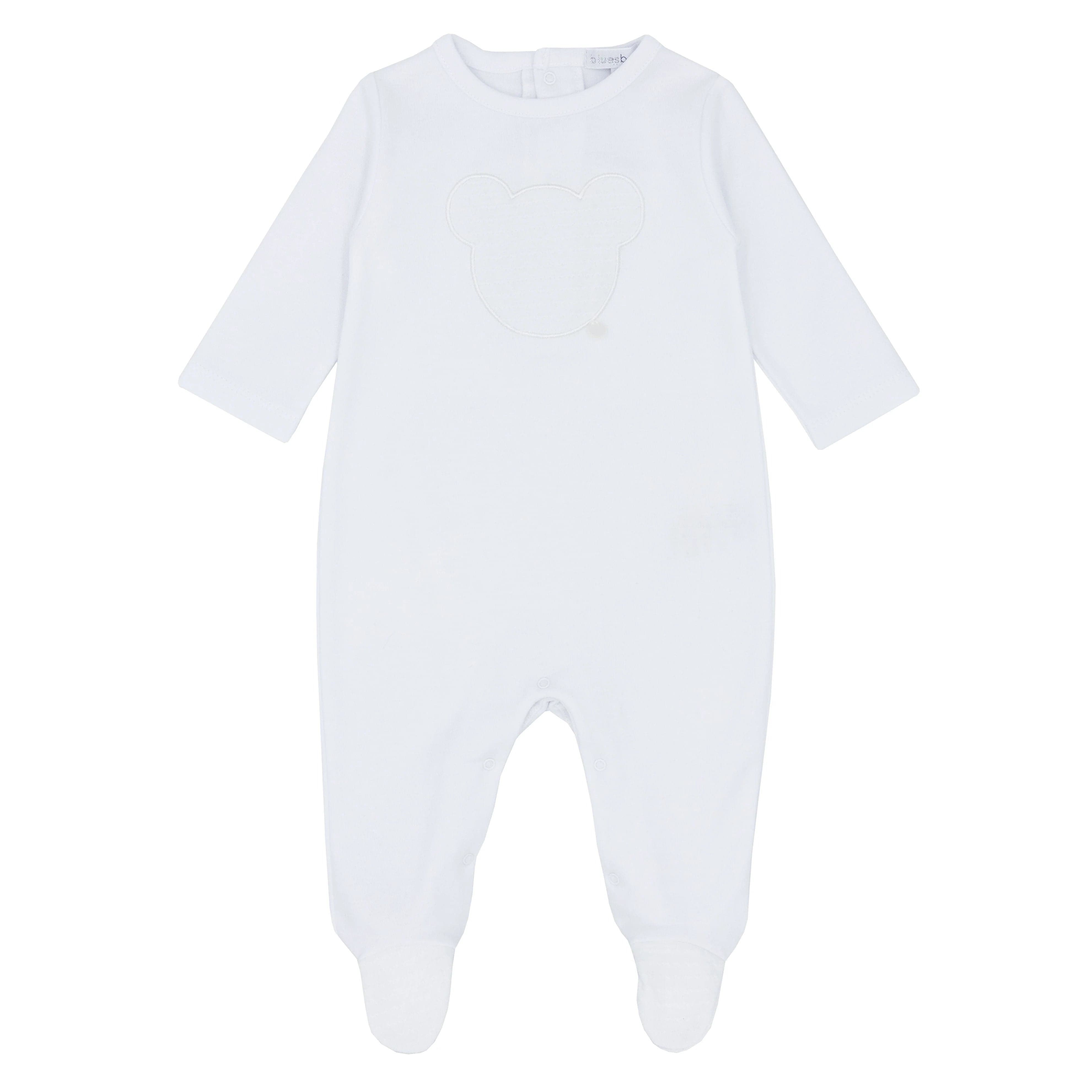 Blues Baby Romper Blues Baby White Cotton Bear Babygrow