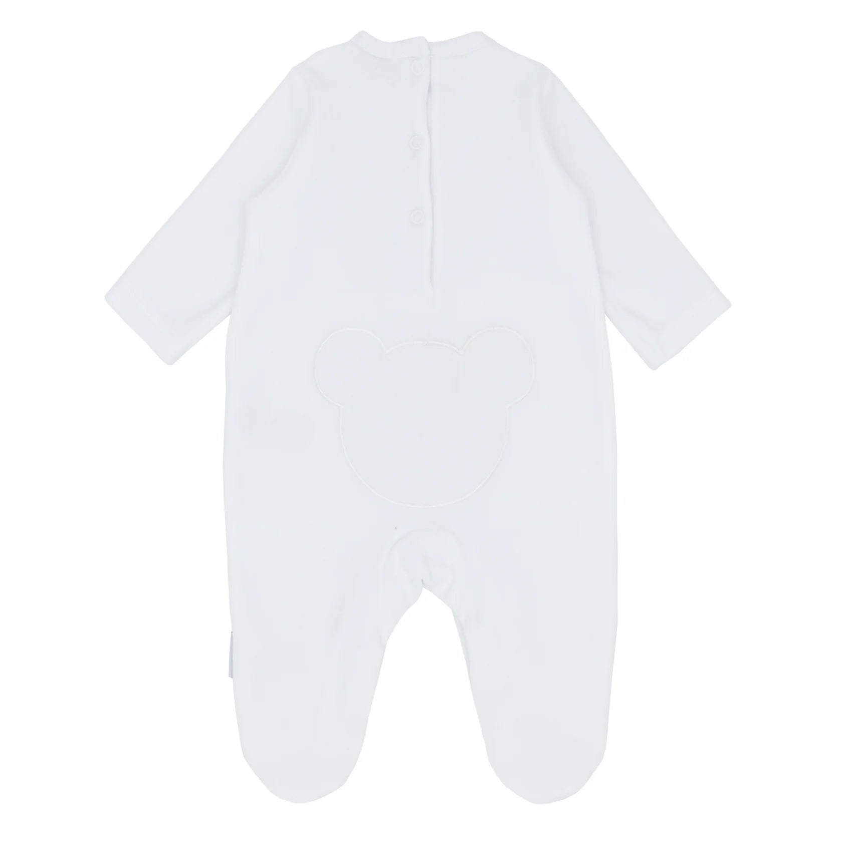 blues Babygrow White Teddy Bear Velour Babygrow