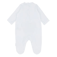 blues Babygrow White Teddy Bear Velour Babygrow