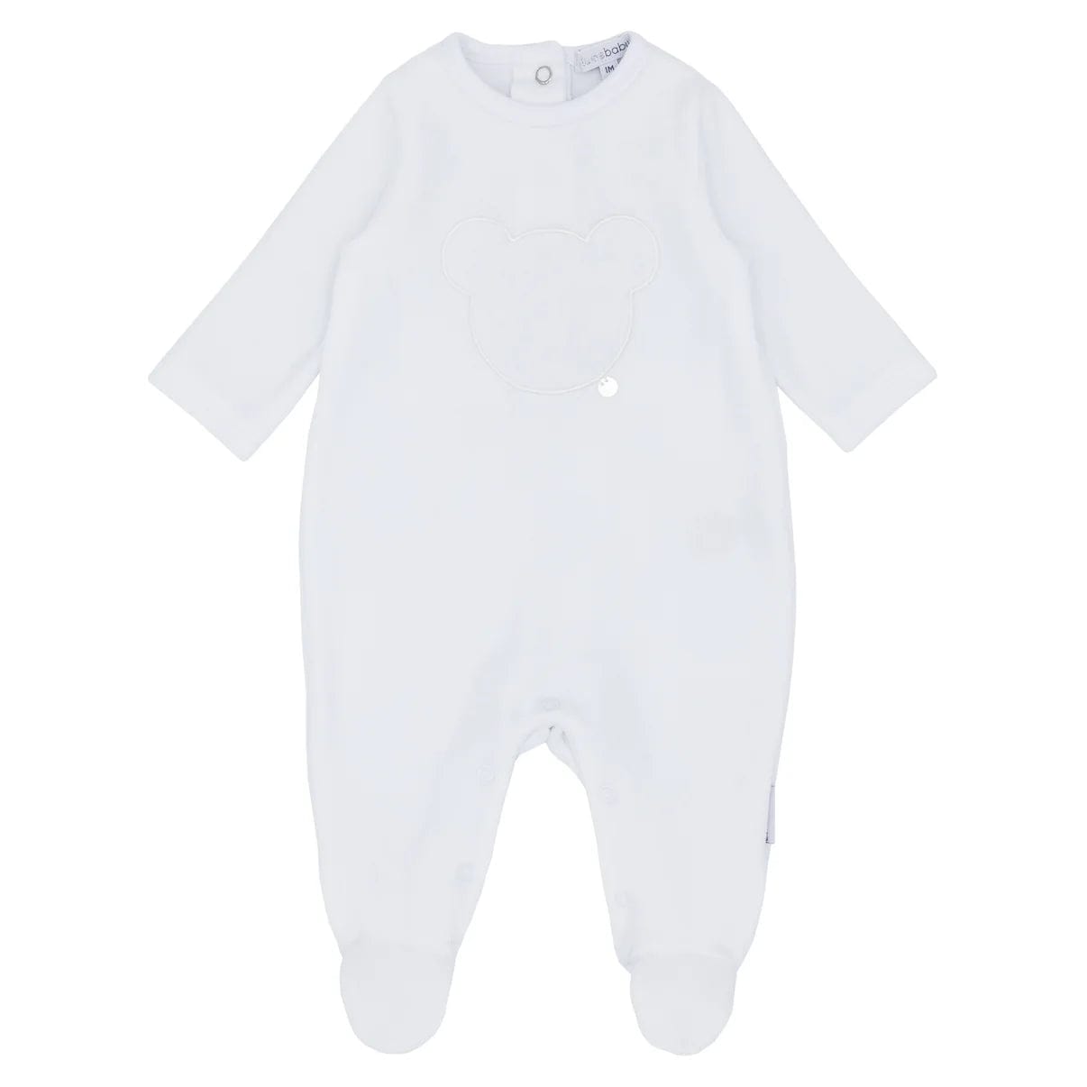 blues Babygrow White Teddy Bear Velour Babygrow