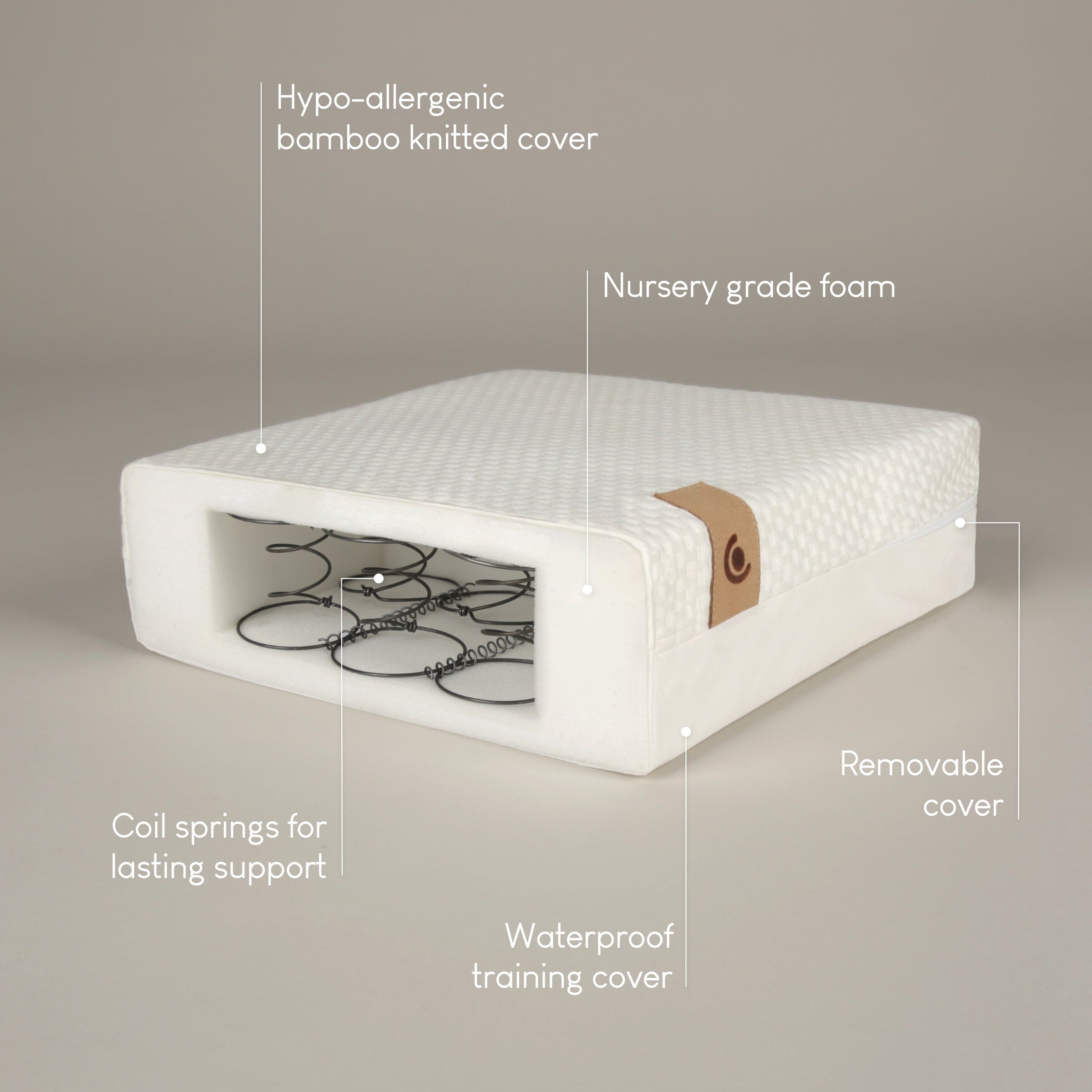 CuddleCo Mattress CuddleCo Harmony Hypo-Allergenic Bamboo Sprung Cot Bed Mattress