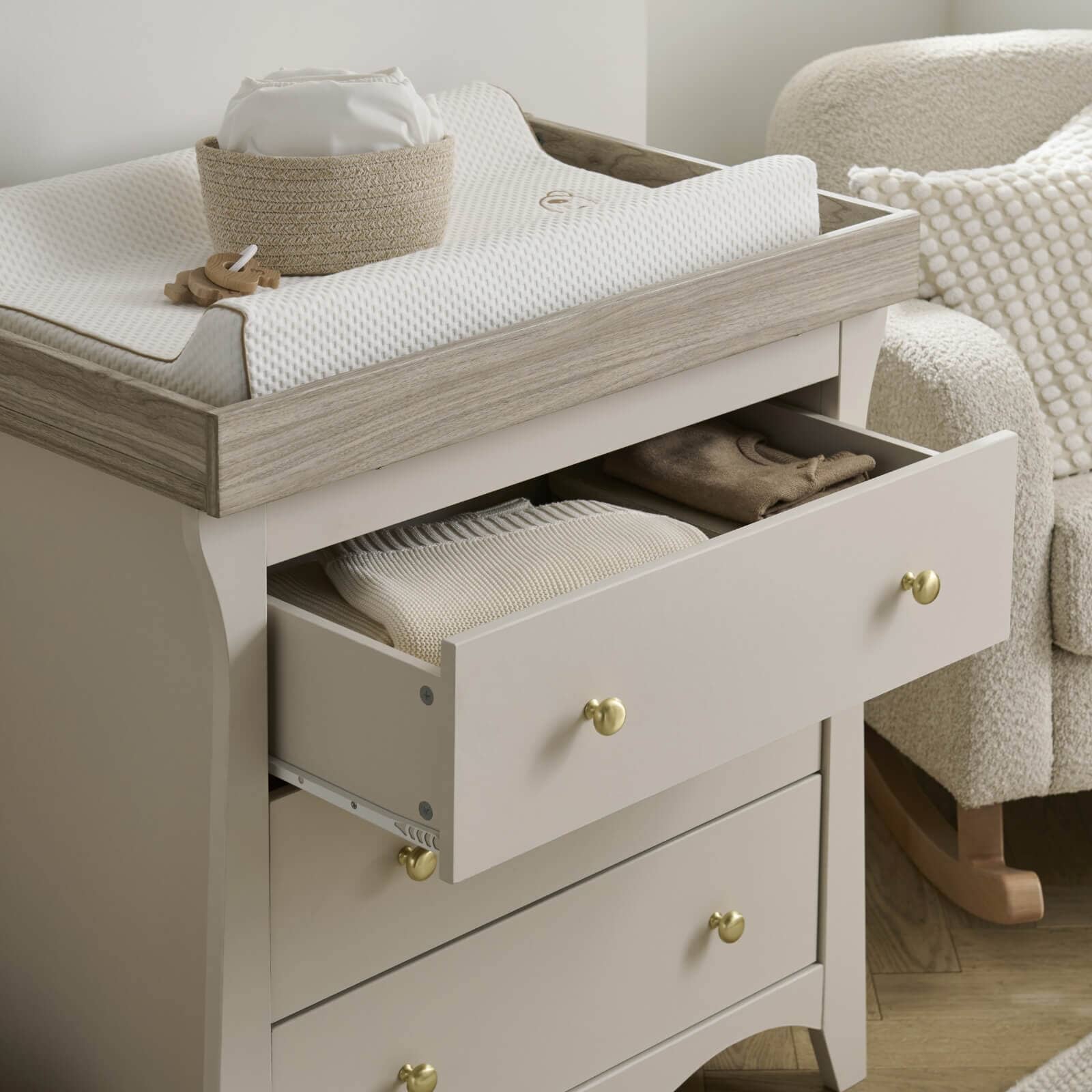 Cuddleco Nursery Furniture CuddleCo Clara 2 Piece Nursery Furniture Set - Cashmere/Ash