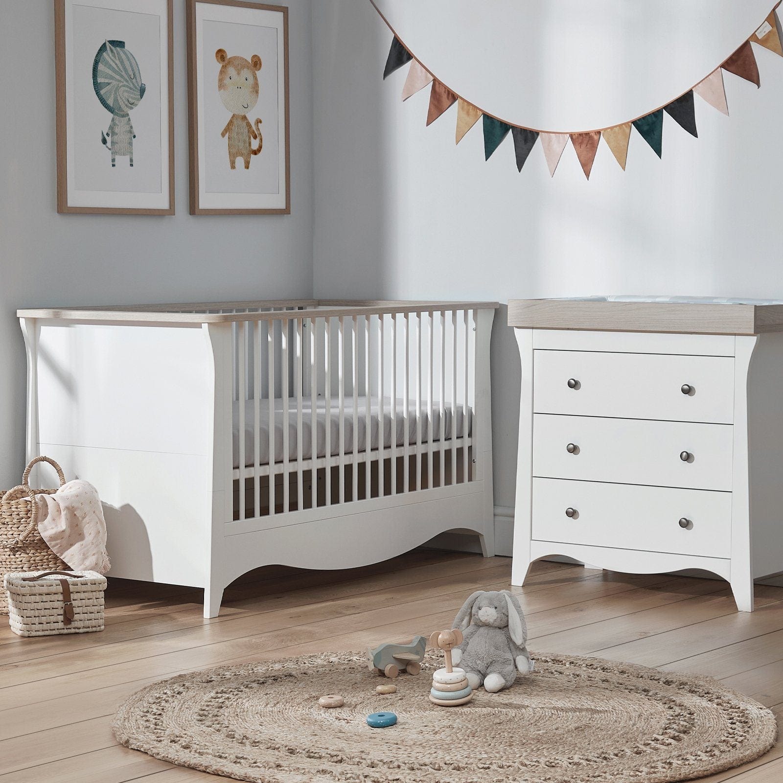 Cuddleco Nursery Furniture CuddleCo Clara 2 Piece Nursery Furniture Set - White/Ash