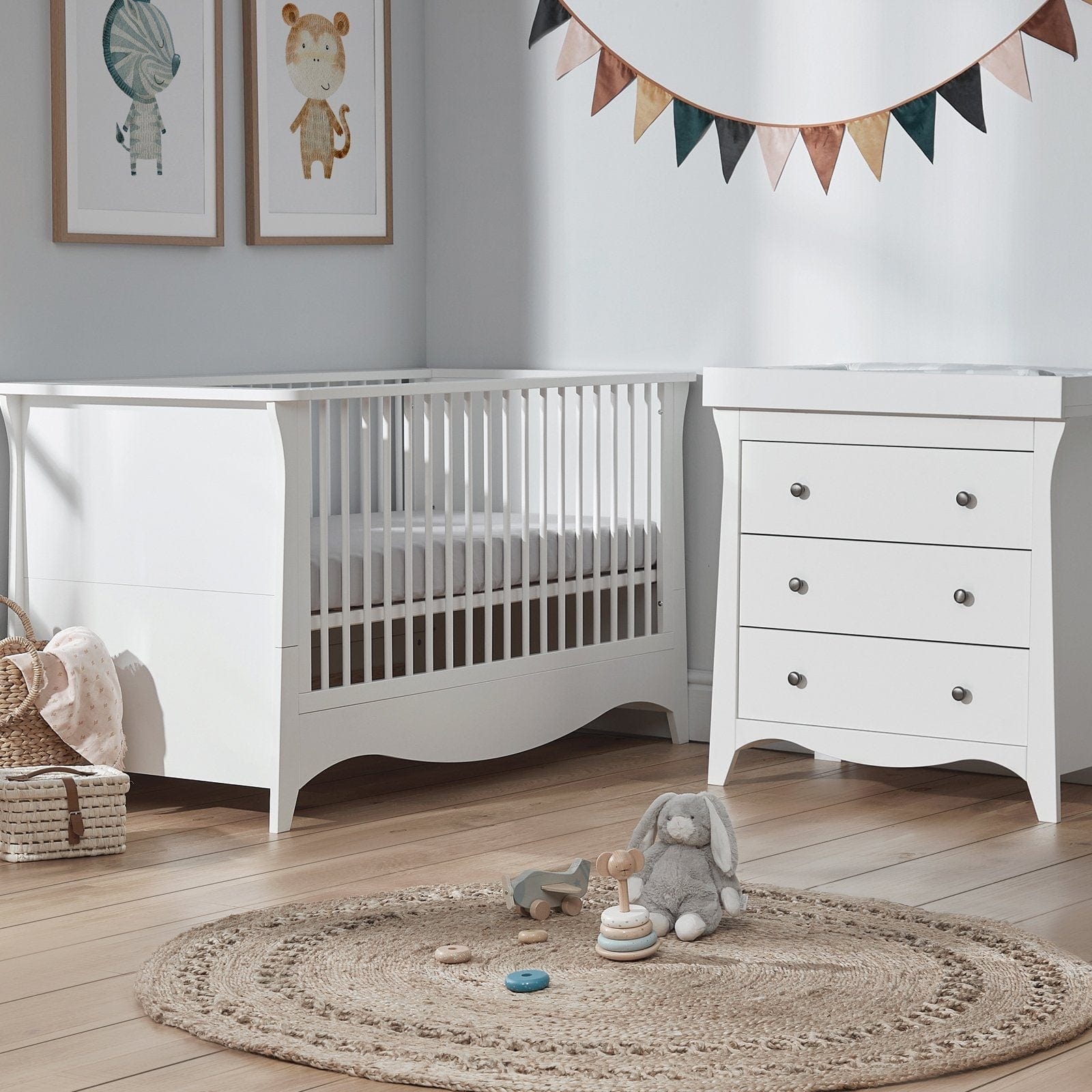 Cuddleco Nursery Furniture CuddleCo Clara 2 Piece Nursery Furniture Set - White