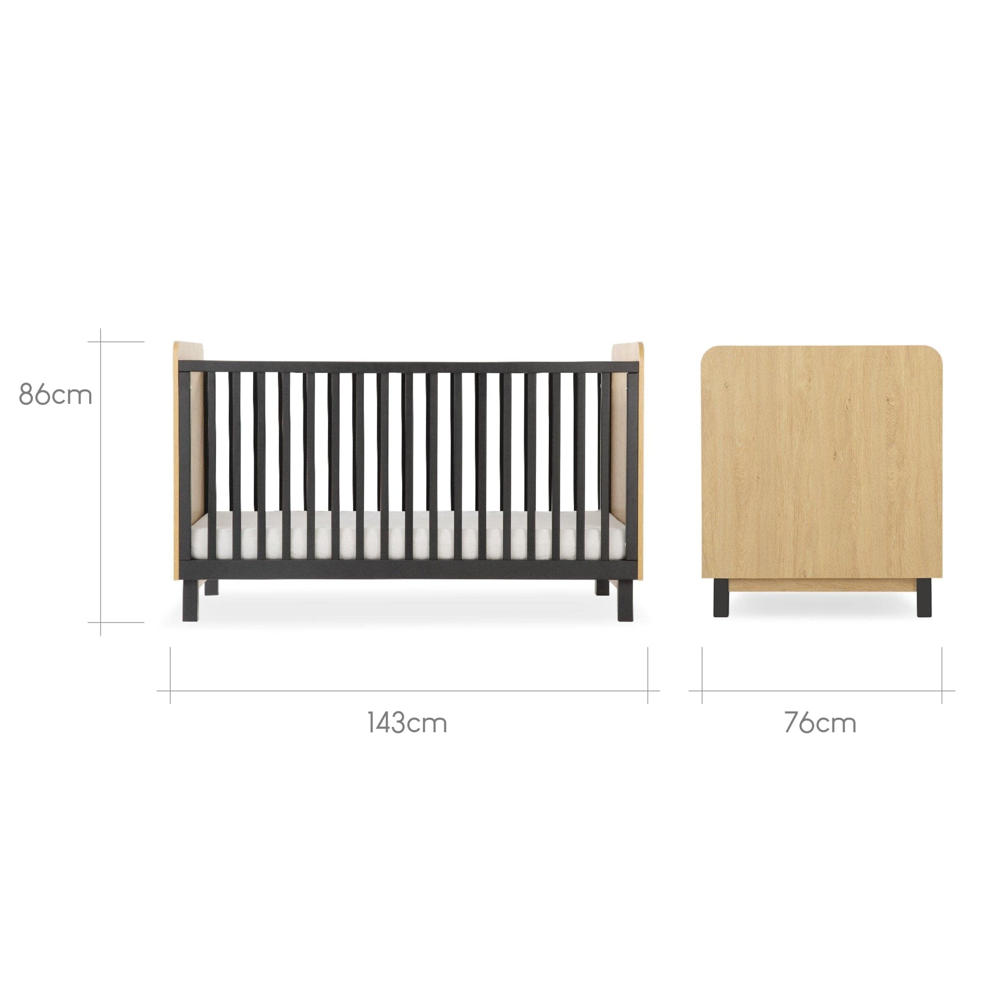 Cuddleco Nursery Furniture CuddleCo Rafi 2 Piece Nursery Furniture Set - Oak & Black