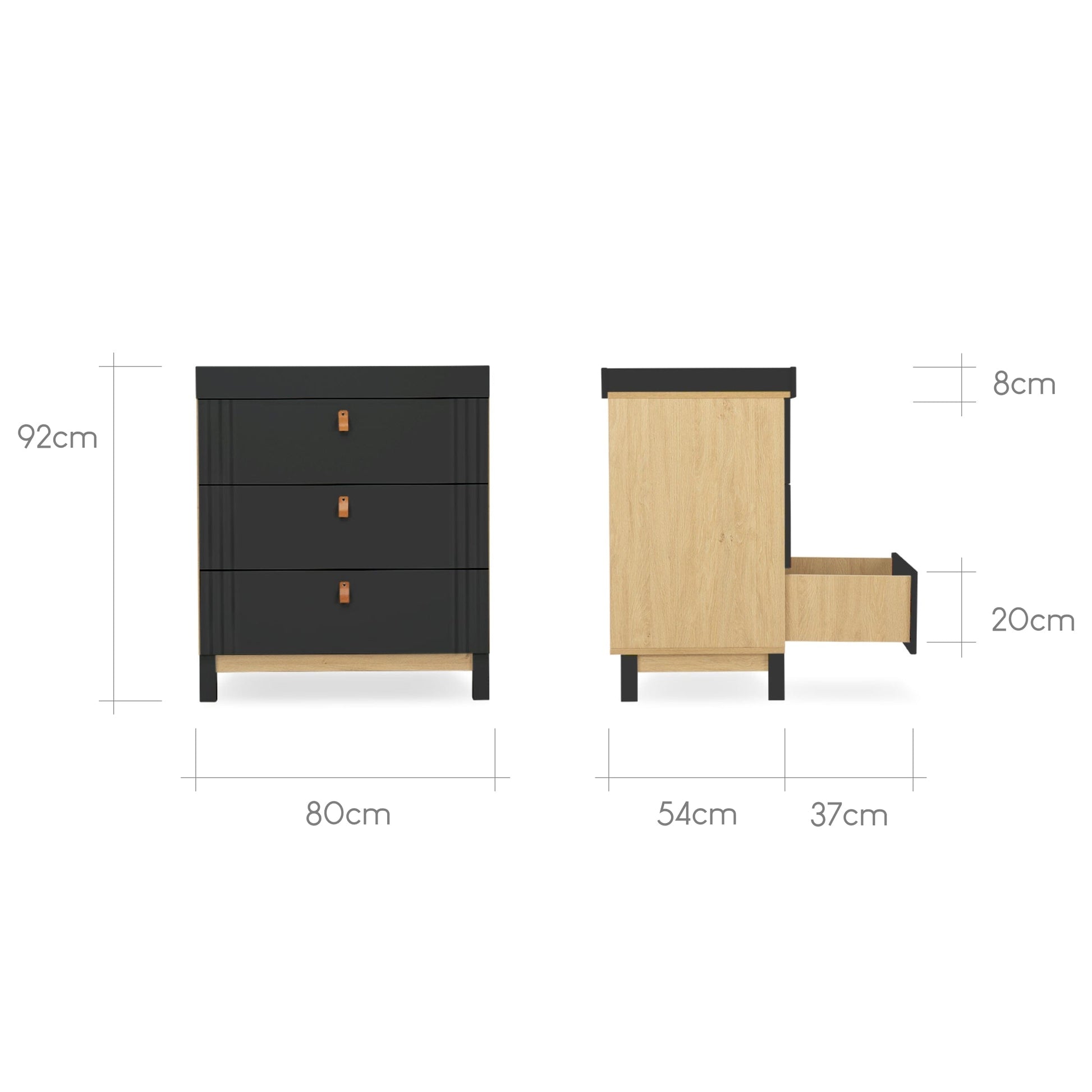 Cuddleco Nursery Furniture CuddleCo Rafi 2 Piece Nursery Furniture Set - Oak & Black