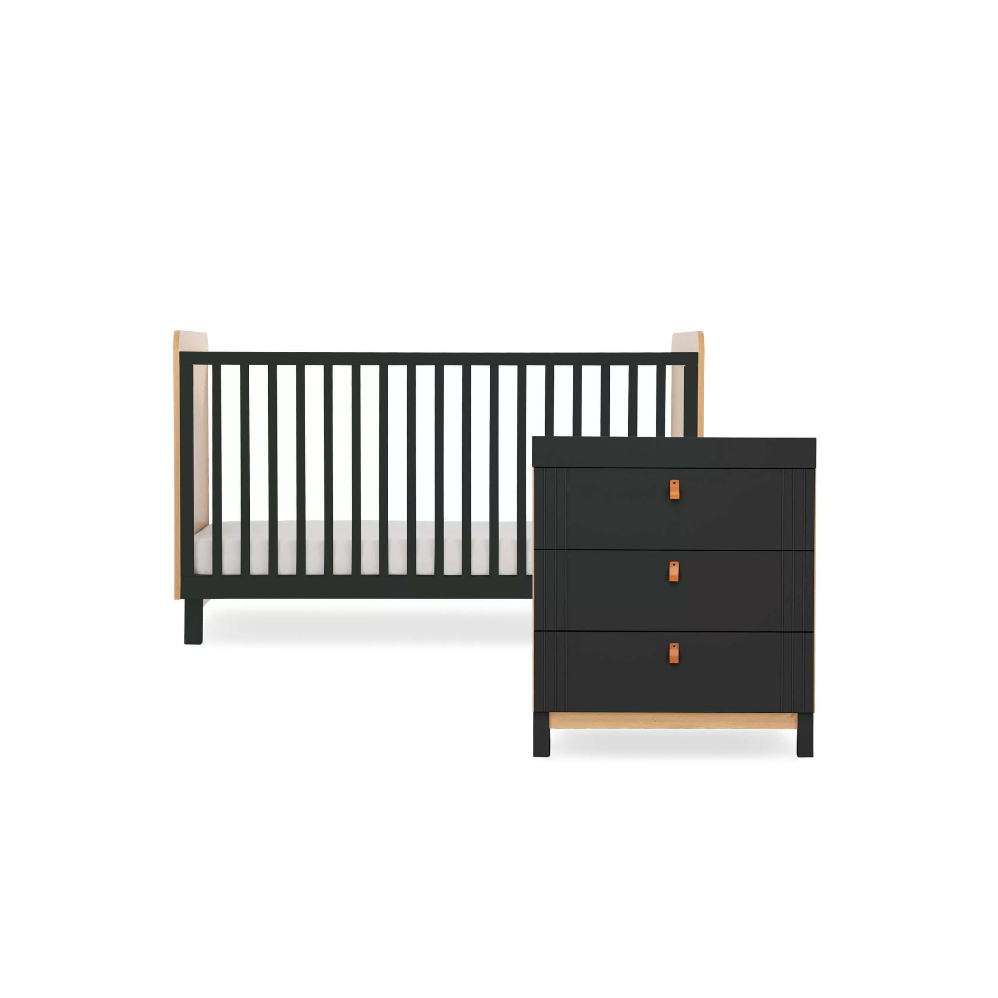 Cuddleco Nursery Furniture CuddleCo Rafi 2 Piece Nursery Furniture Set - Oak & Black