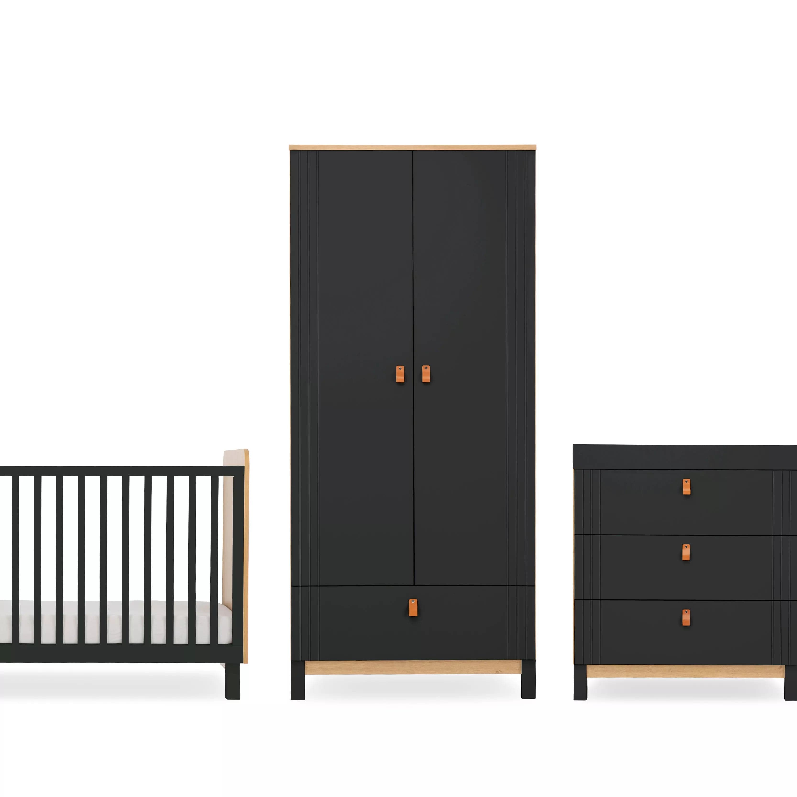 Cuddleco Nursery Furniture CuddleCo Rafi 3 Piece Nursery Furniture Set - Oak & Black