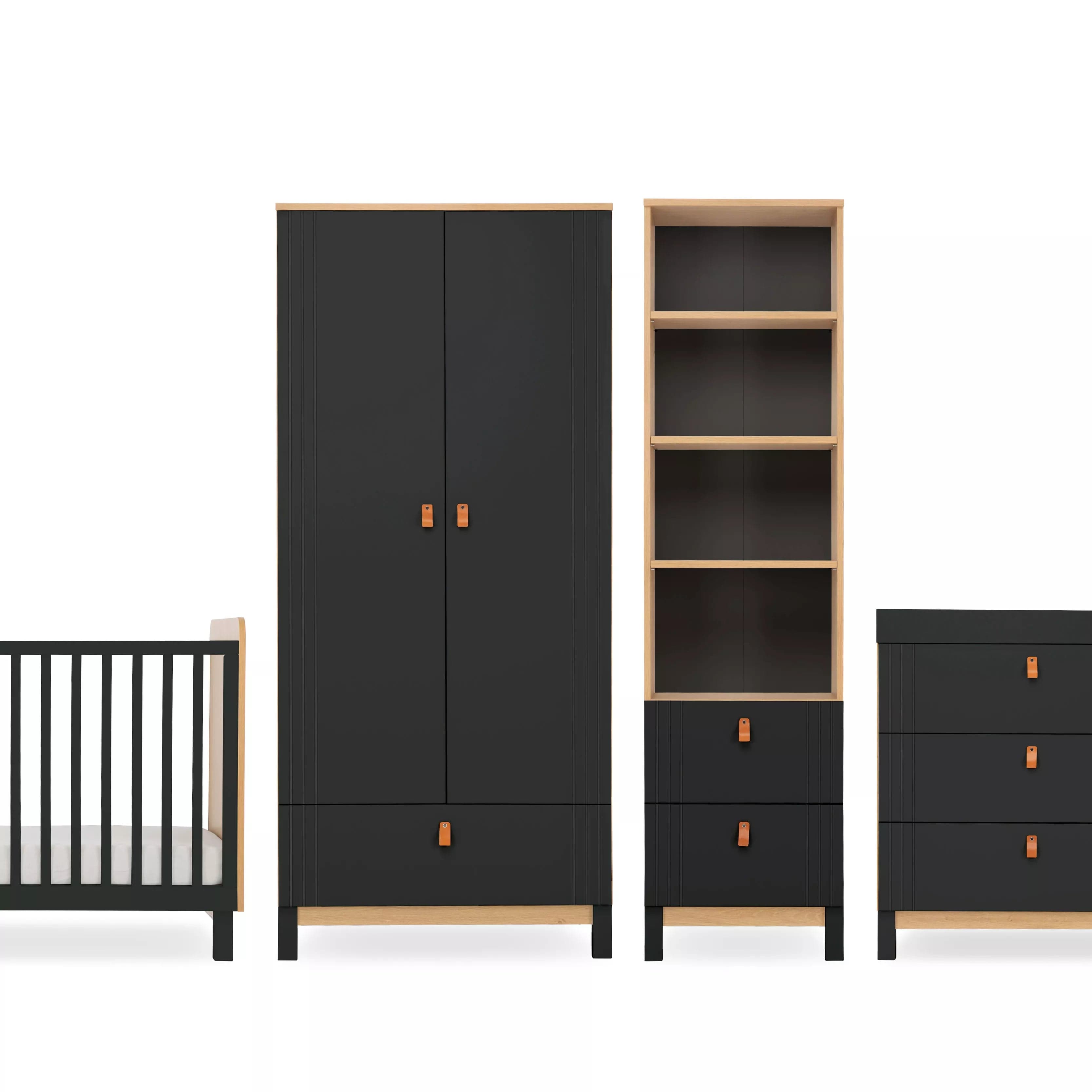 Cuddleco Nursery Furniture CuddleCo Rafi 4 Piece Nursery Furniture Set - Oak & Black