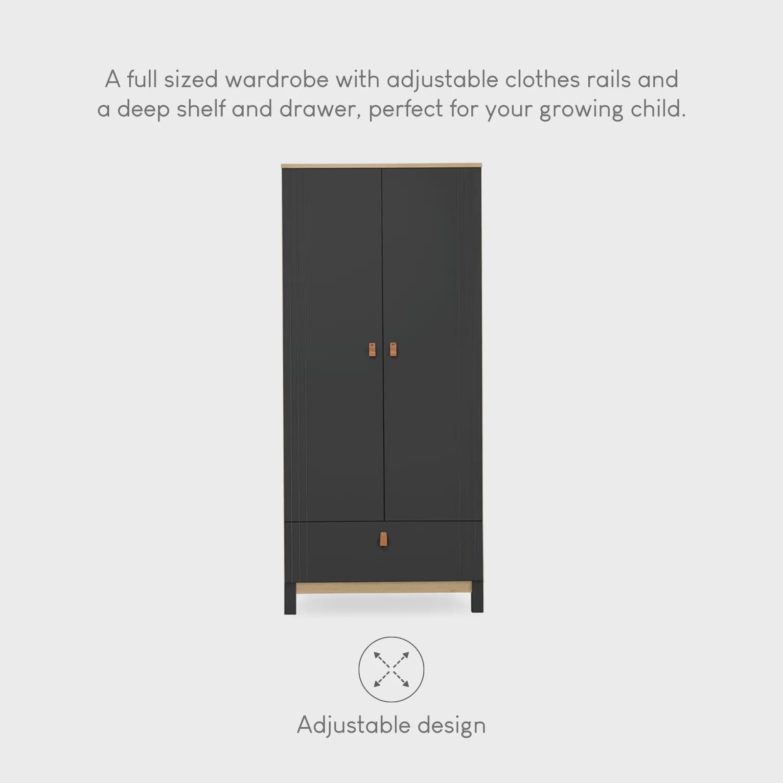 Cuddleco Wardrobe CuddleCo Rafi Wardrobe - Oak & Black