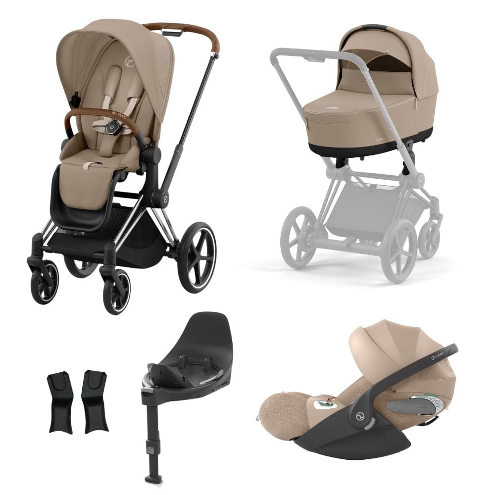 Cybex Prams & Pushchairs Cozy Beige Cybex Priam Chrome │ Brown Bundle