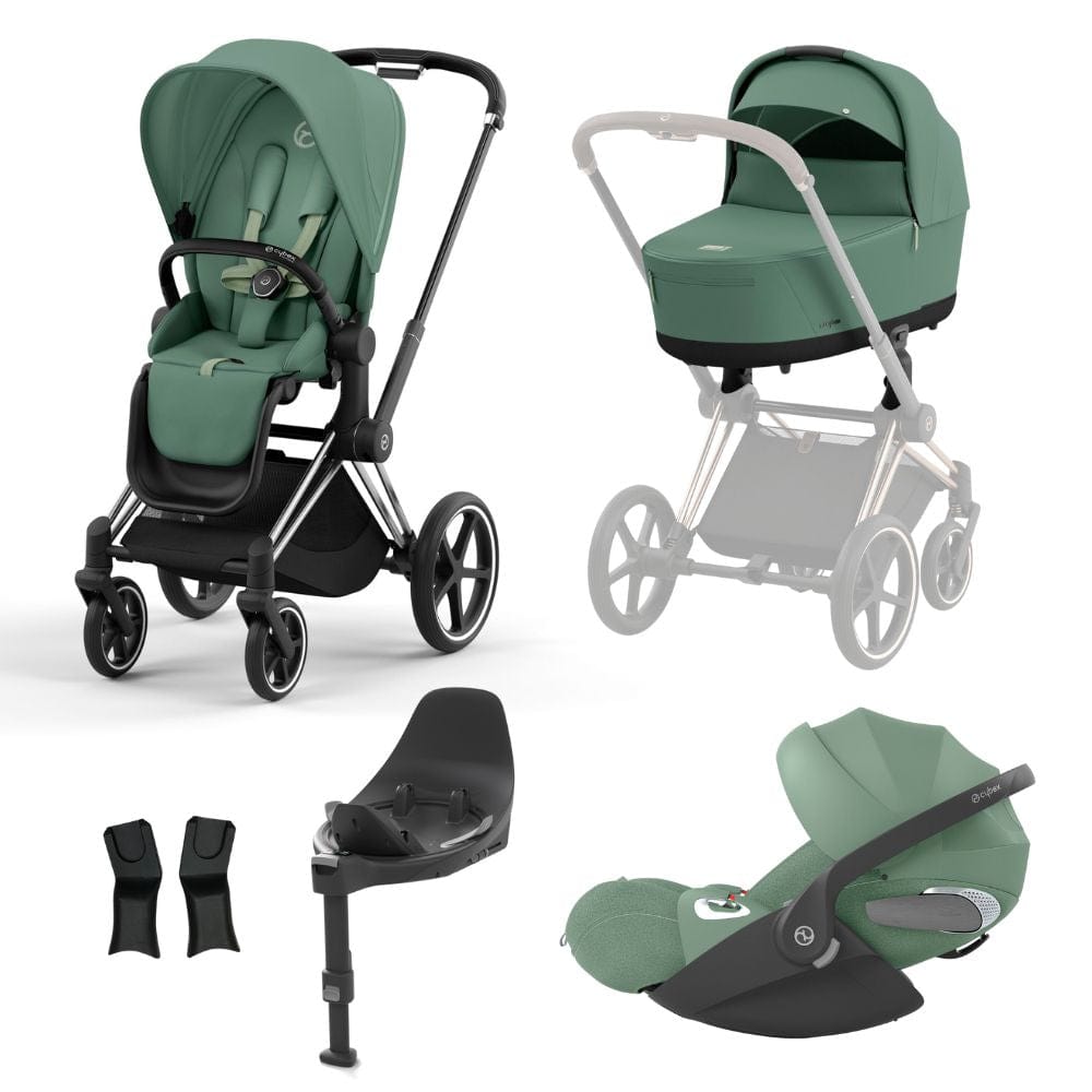 Cybex Prams & Pushchairs Leaf Green Cybex Priam Chome │ Black Bundle