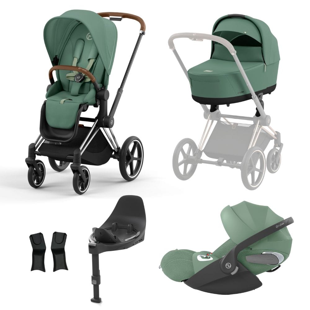 Cybex Prams & Pushchairs Leaf Green Cybex Priam Chrome │ Brown Bundle