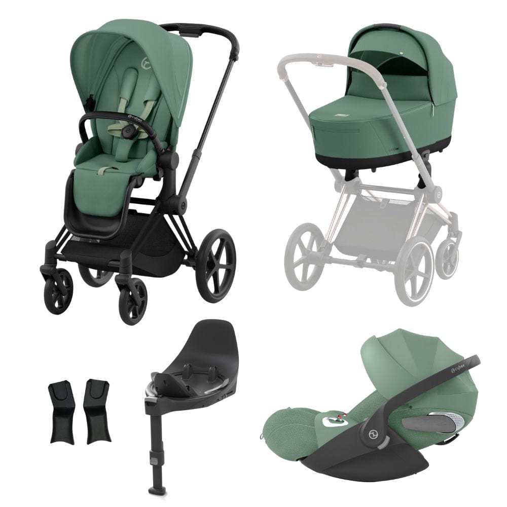 Cybex Prams & Pushchairs Leaf Green Cybex Priam Matt Black Bundle