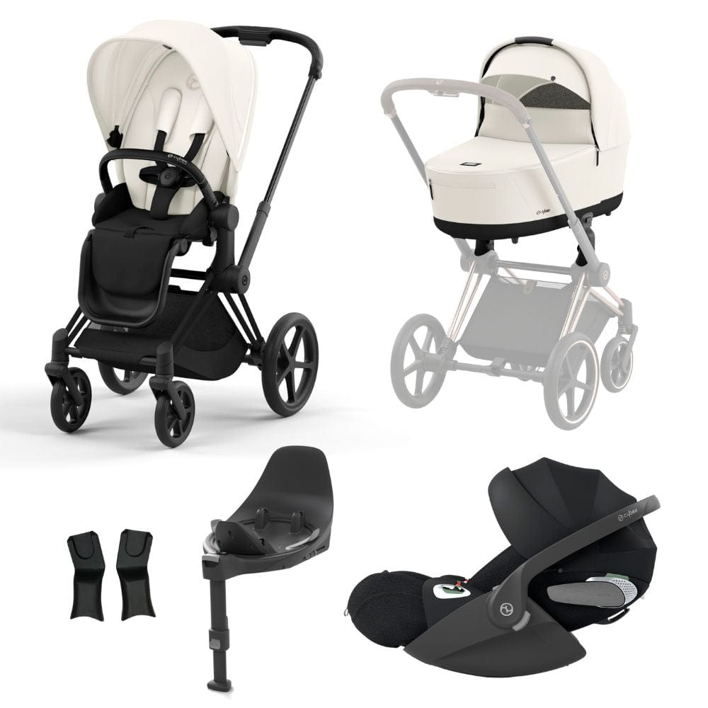 Cybex Prams & Pushchairs Off White Cybex Priam Matt Black Bundle