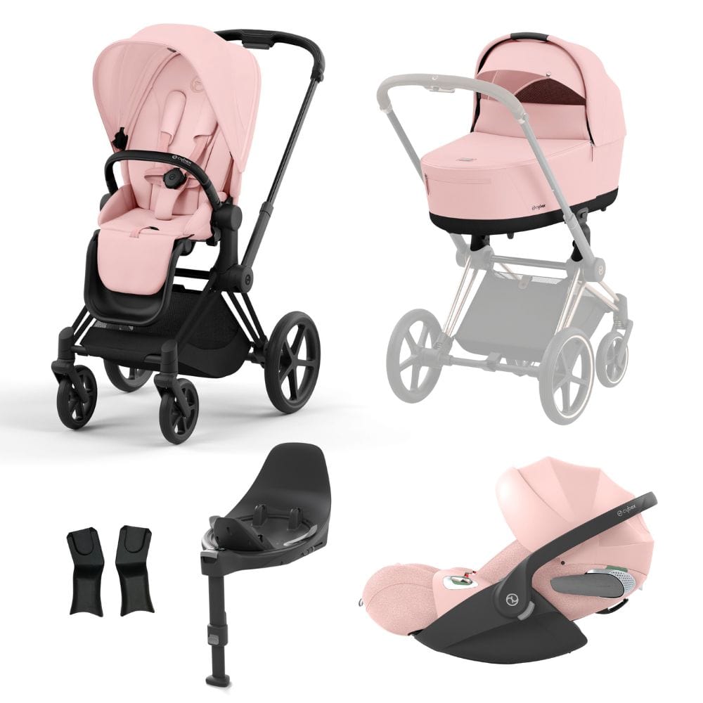 Cybex Prams & Pushchairs Peach Pink Cybex Priam Matt Black Bundle