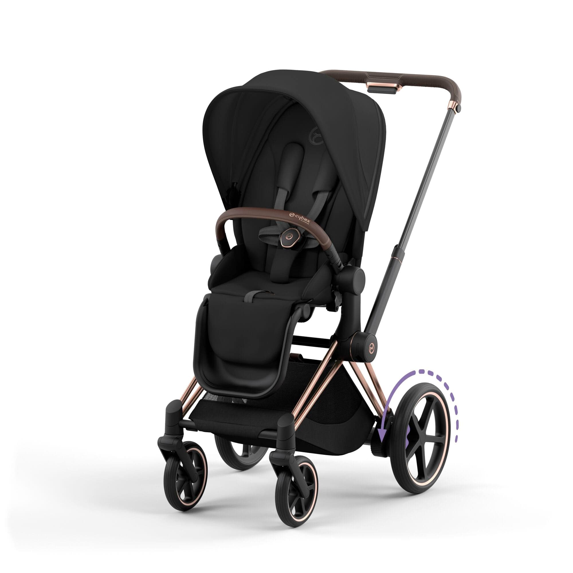 Cybex Pushchair Rose Gold (Tan Handle/Bumper Bar) / Sepia Black NEW Cybex ePRIAM Pushchair 2023 - Pre Order