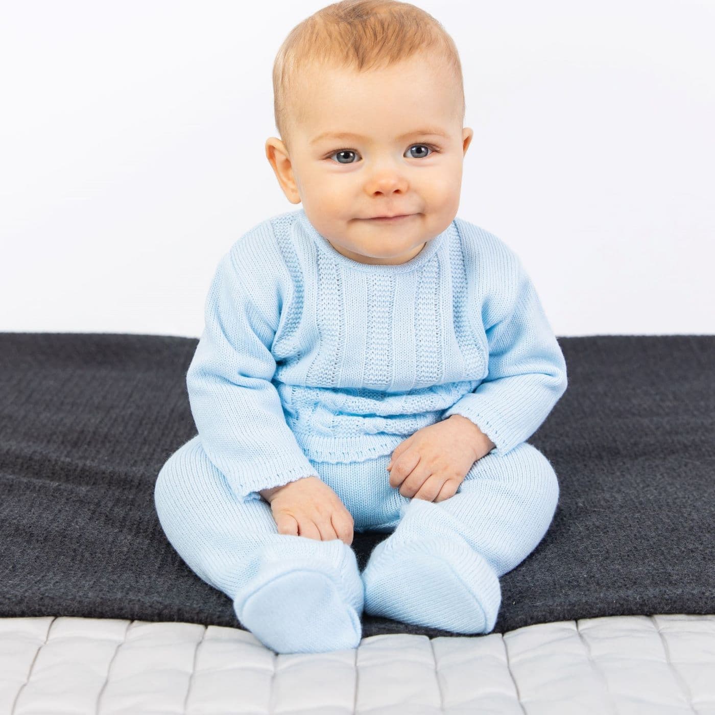 Dandelion Two Piece Dandelion Boys Blue Cable Knit Two Piece