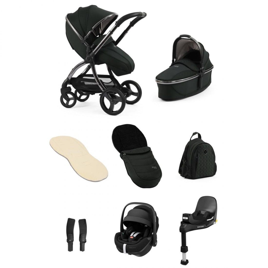 Egg Black Olive / Maxi Cosi Pebble Pro 360 Egg3 Travel System Bundle