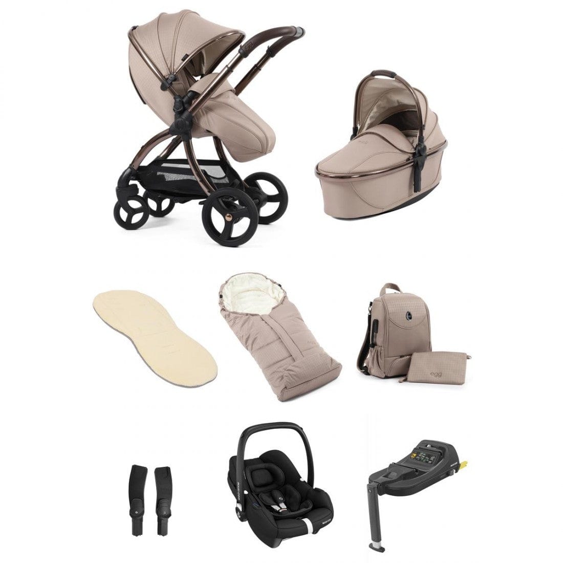 Egg Houndstooth Almond / Maxi Cosi Cabrio Fix Egg3 Special Edition Travel System Bundle