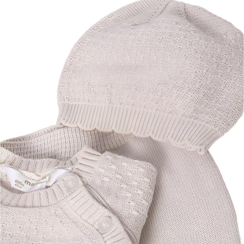 Mayoral Babygrow Mayoral Beige Knitted Set with Hat