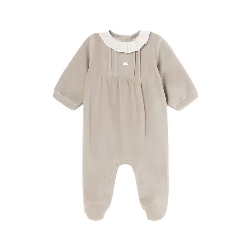 Mayoral Babygrow Mayoral Beige Ruffle Collar Babygrow