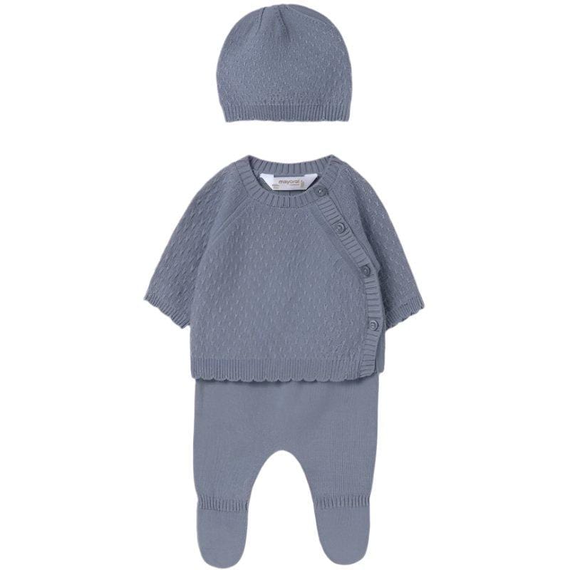 Mayoral Babygrow Mayoral Dusky Blue Knitted Set with Hat