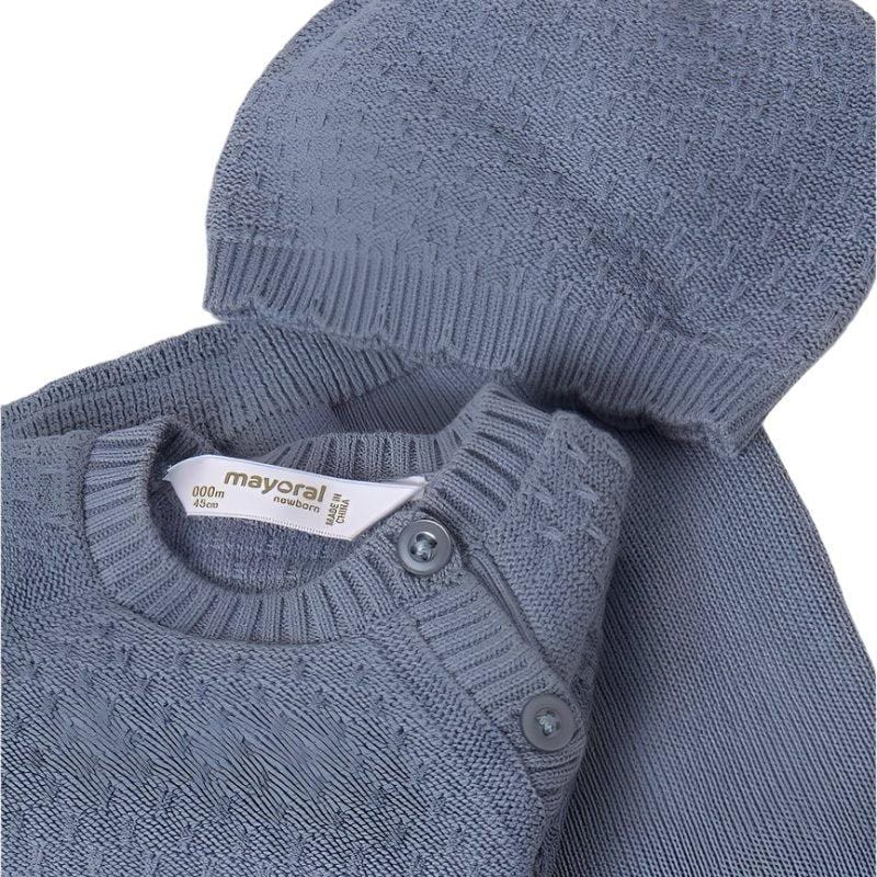 Mayoral Babygrow Mayoral Dusky Blue Knitted Set with Hat