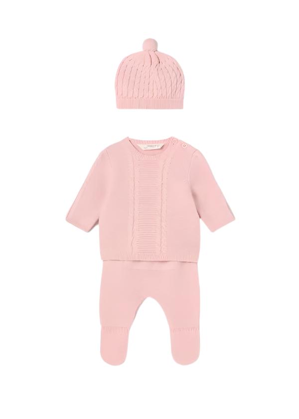 Mayoral Babygrow Mayoral  Girls Pink Knit 3 piece set