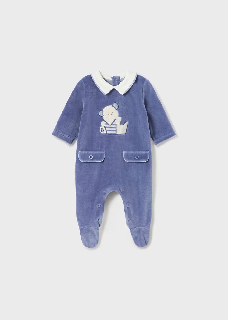 Mayoral Babygrow Mayoral Navy Two Pack Velour Babygrow Set