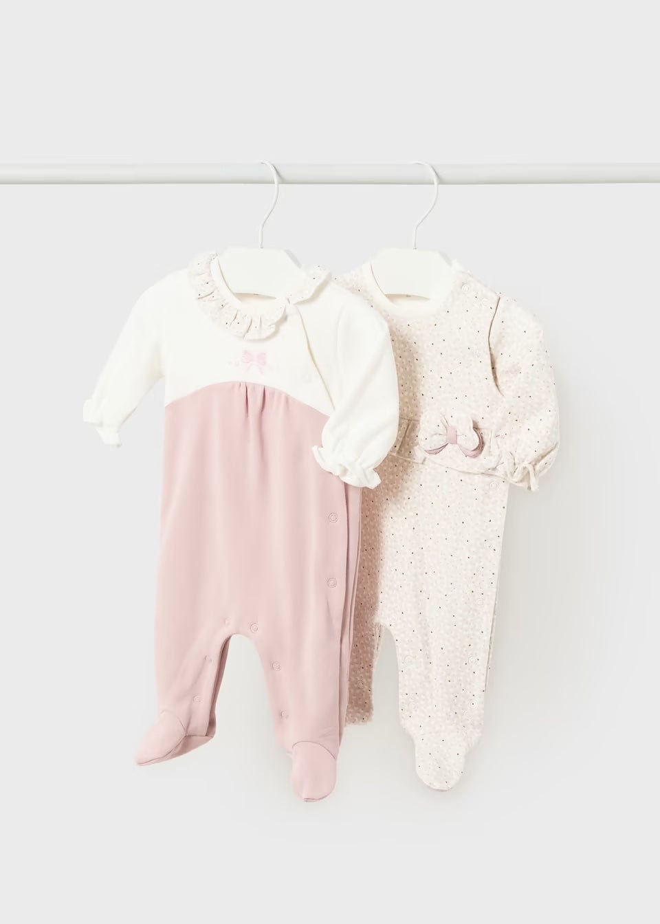 Mayoral Babygrow Mayoral Two Pack Pink & Floral Velour Babygrow Set