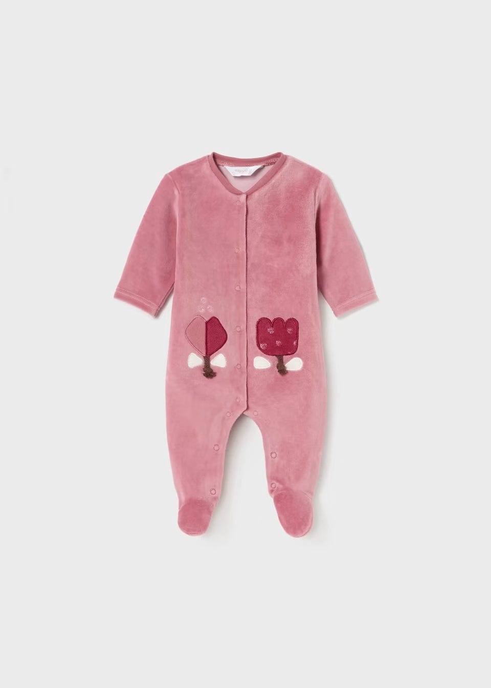 Mayoral Babygrow Mayoral Two Pack Raspberry Velour Babygrow Set