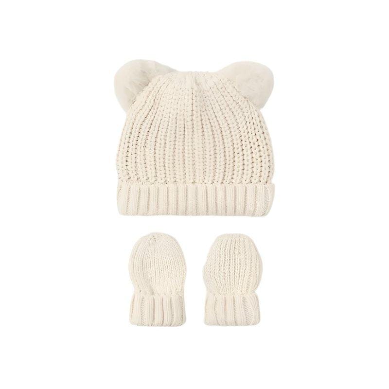 Mayoral Hat Mayoral Newborn Tricot Hat and Mittens Set - Cream