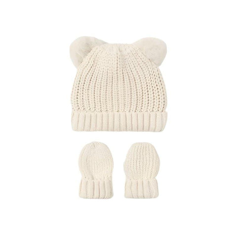 Mayoral Hat Mayoral Newborn Tricot Hat and Mittens Set - Cream