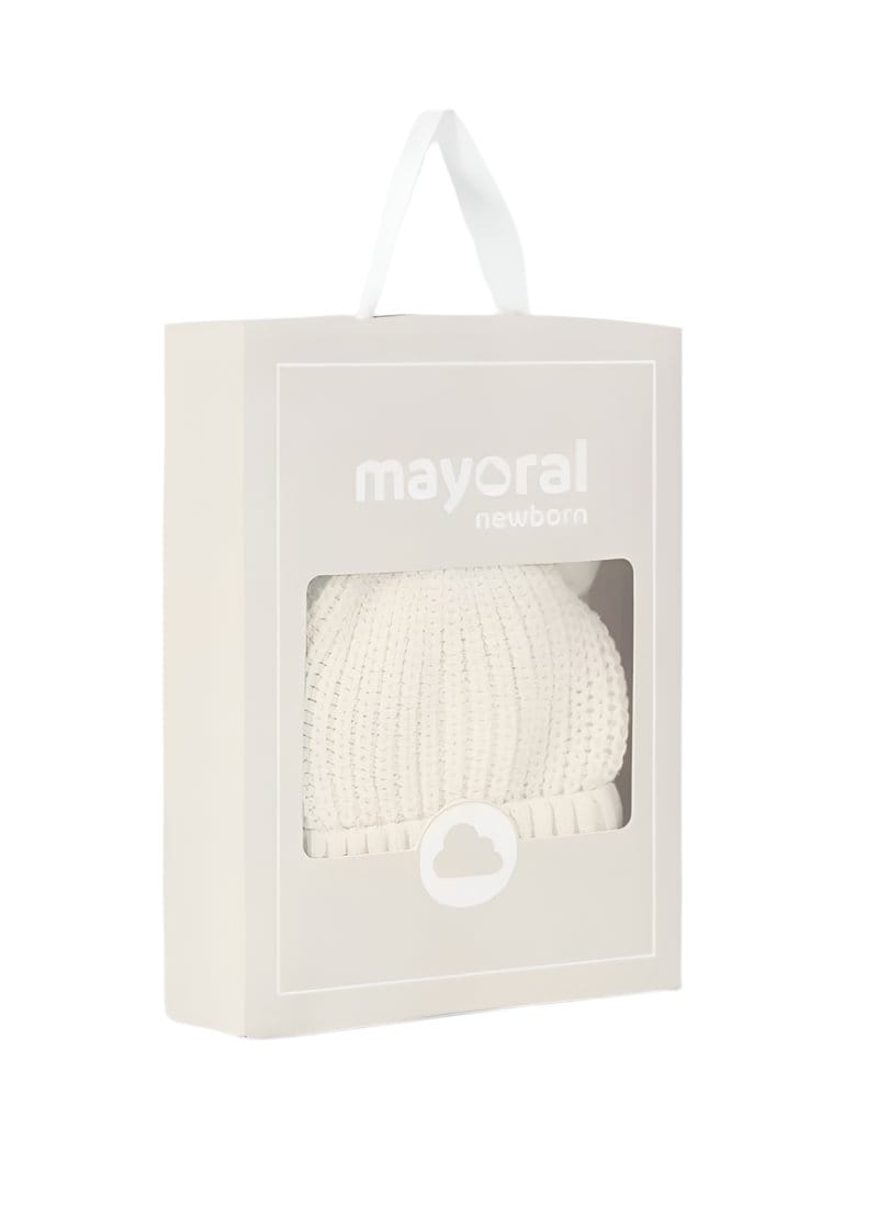 Mayoral Hat Mayoral Newborn Tricot Hat and Mittens Set - Cream