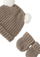 Mayoral Hat Mayoral Newborn Tricot Hat and Mittens Set - Taupe