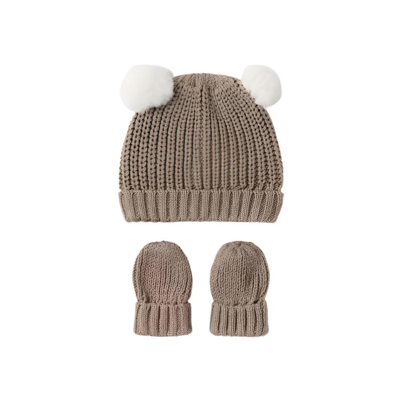 Mayoral Hat Mayoral Newborn Tricot Hat and Mittens Set - Taupe