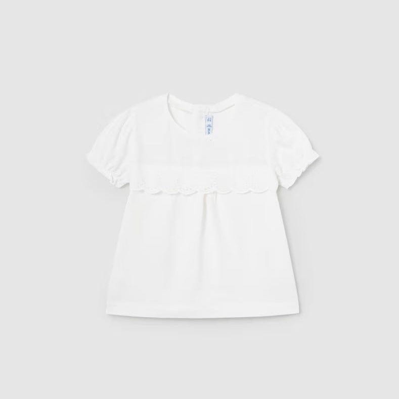 Mayoral T Shirt Mayoral White Broderie Anglaise TShirt