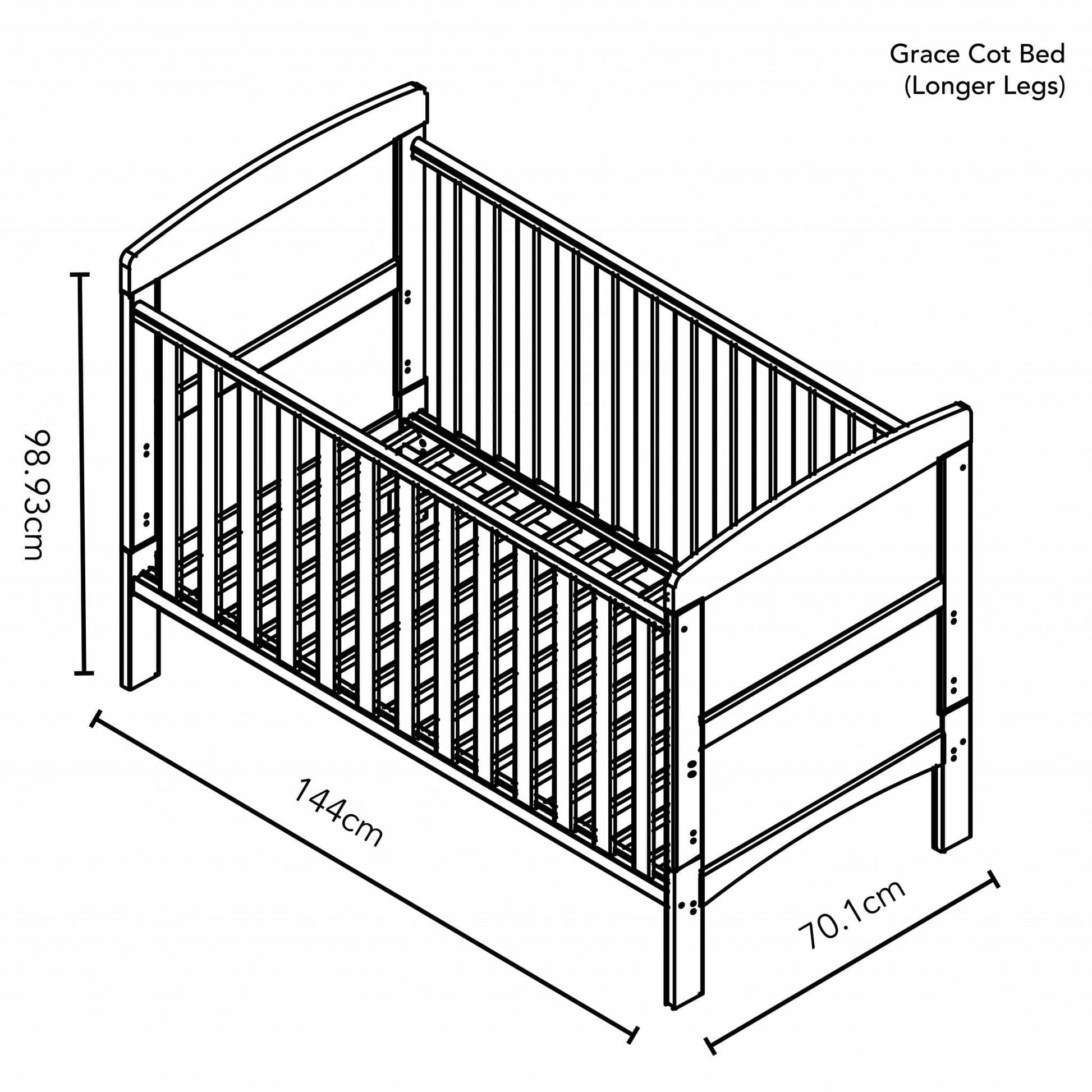 Obaby Cot & Cot Bed OBABY Taupe Grey Grace Cot Bed